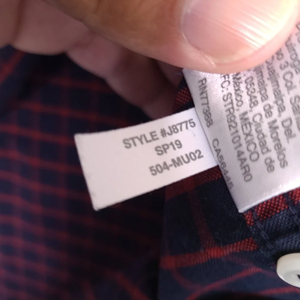 J.CREW Button-Up Shirt‎ XL Slim Untucked Fit American Pima Cotton Navy Blue Red